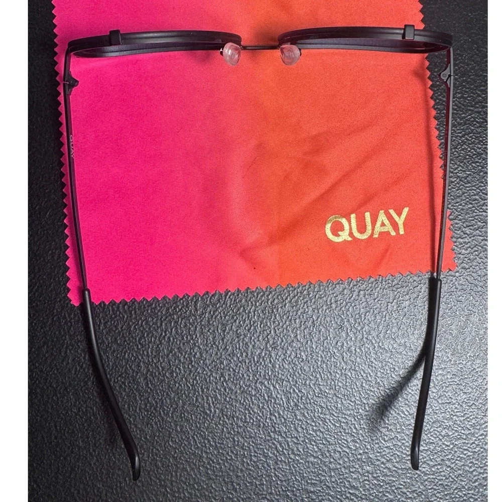 Quay High Key Rimless Mini Aviator‎ Sunglasses Matte Black with Case & Cloth